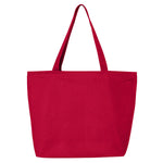 (Red) Canvas Tote Bag with Zipper Q611