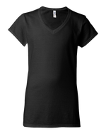 Black Color Custom V-neck women's T-shirt Printing Hermes Printing