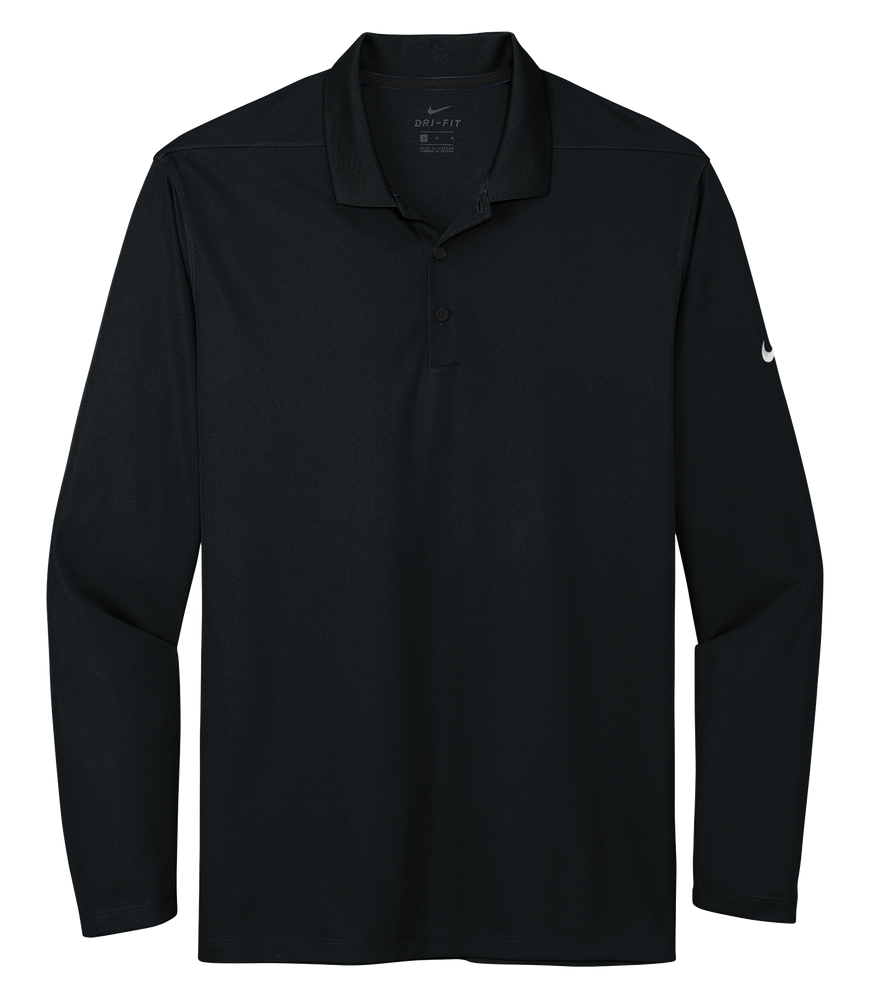 Nike Black Long Sleeve Custom Polo Shirt - Hermes Printing