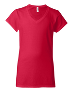 Red Color Custom V-neck women's T-shirt Printing Hermes Printing