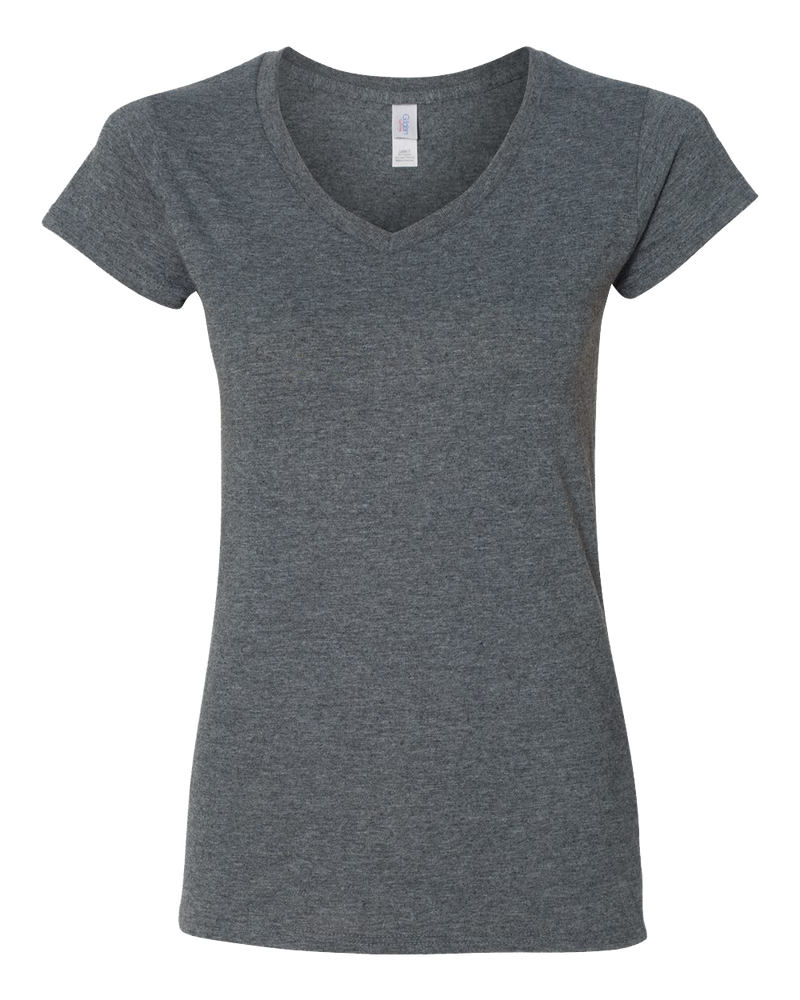 Dark Heather Color Custom V-neck women's T-shirt Printing Hermes Printing