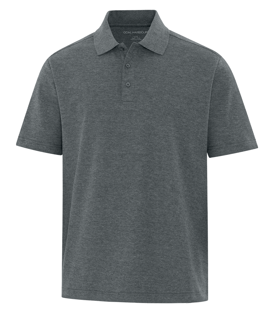 Dark Heather Grey Custom Polo with Embroidery and Print Logo Hermes Printing at Montreal