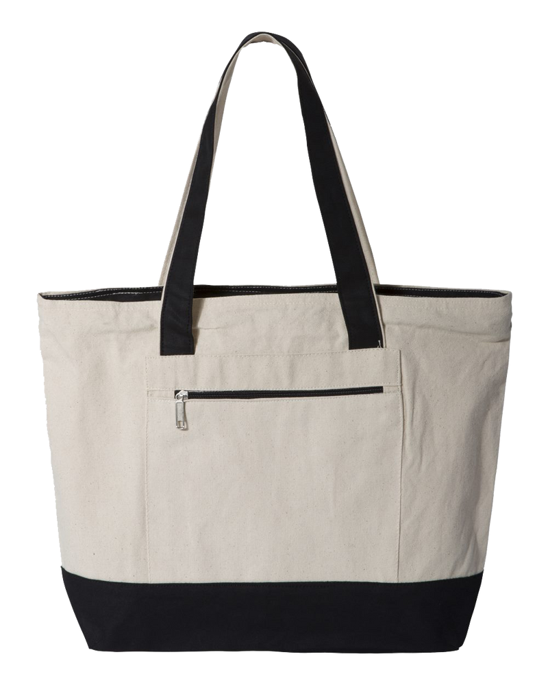 Customized Large Canvas Cotton Zippered Tote Bag Q-Tees