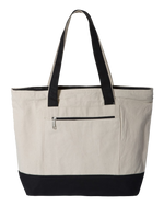 Customized Large Canvas Cotton Zippered Tote Bag Q-Tees