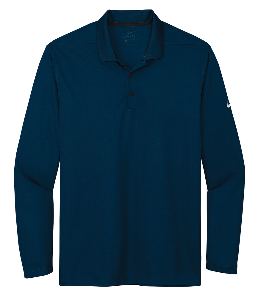 Nike Navy Long Sleeve Custom Polo Shirt - Hermes Printing