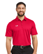 Red color Golf Custom Polo Shirt with logo embroidery at Montreal Hermes Printing