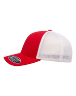 Red and White Flexfit Custom Caps Embroidery Hermes Printing Montreal