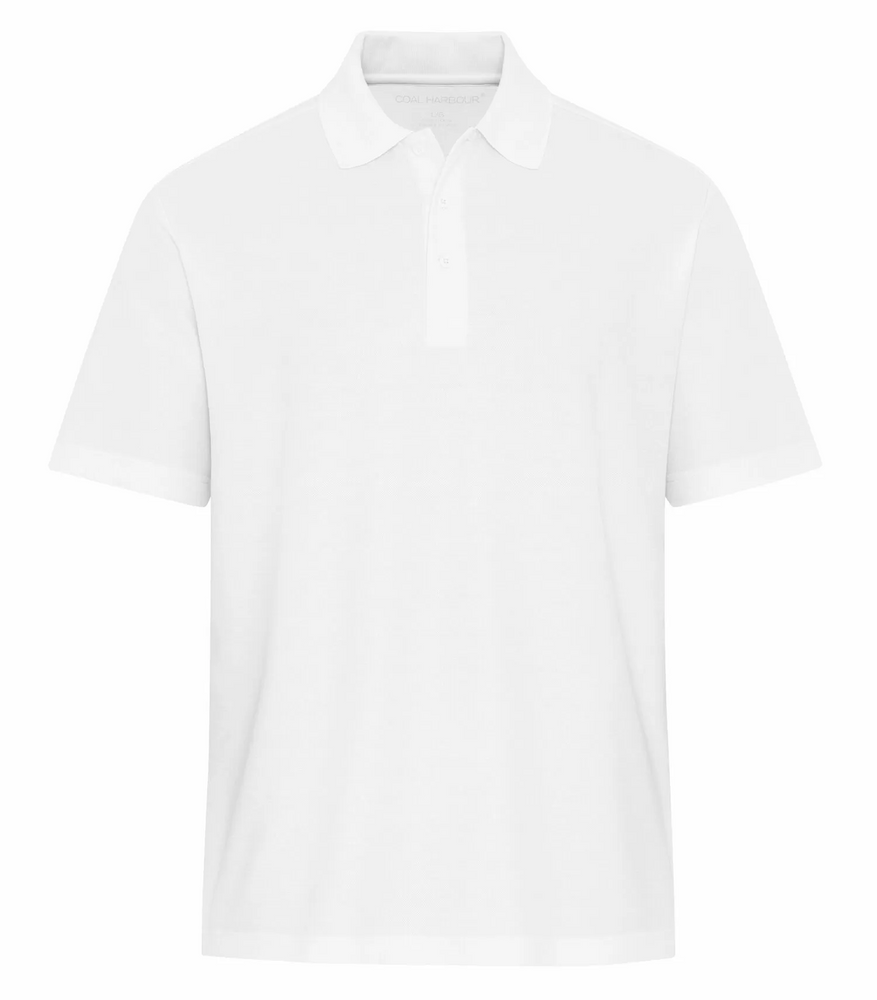 White Custom Polo with Embroidery and Print Logo Hermes Printing at Montreal