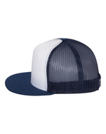 White and Navy color Custom Trucker Cap and Hat - Hermes Printing imprimerie at Montreal