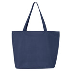 (Navy) Canvas Tote Bag with Zipper Q611