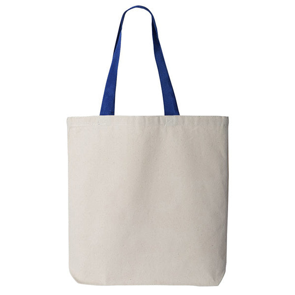 Custom Print Canvas Tote with Contrast color Handles Size: (15"x15"x3"D)