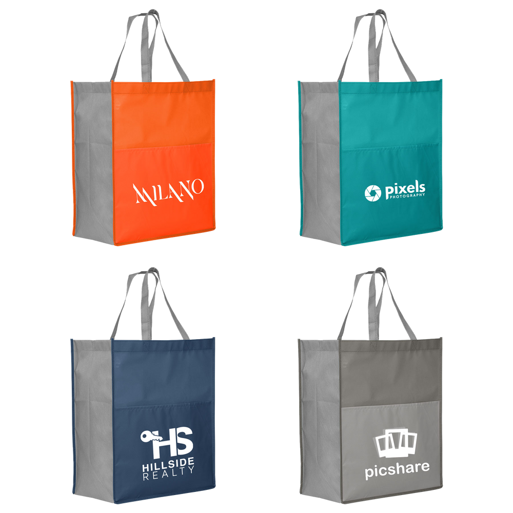 Custom Printing Tote Recycled Non-Woven with 210 D Pocket Size: (13.78''x16.34''x7.68'') $6.38 - $6.80