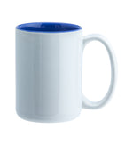 Ceramic Large White & Blue Mug Two Tones 15 Oz.