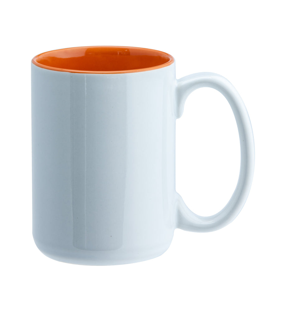 Ceramic Large Mug White & Orange Two Tones 15 Oz.