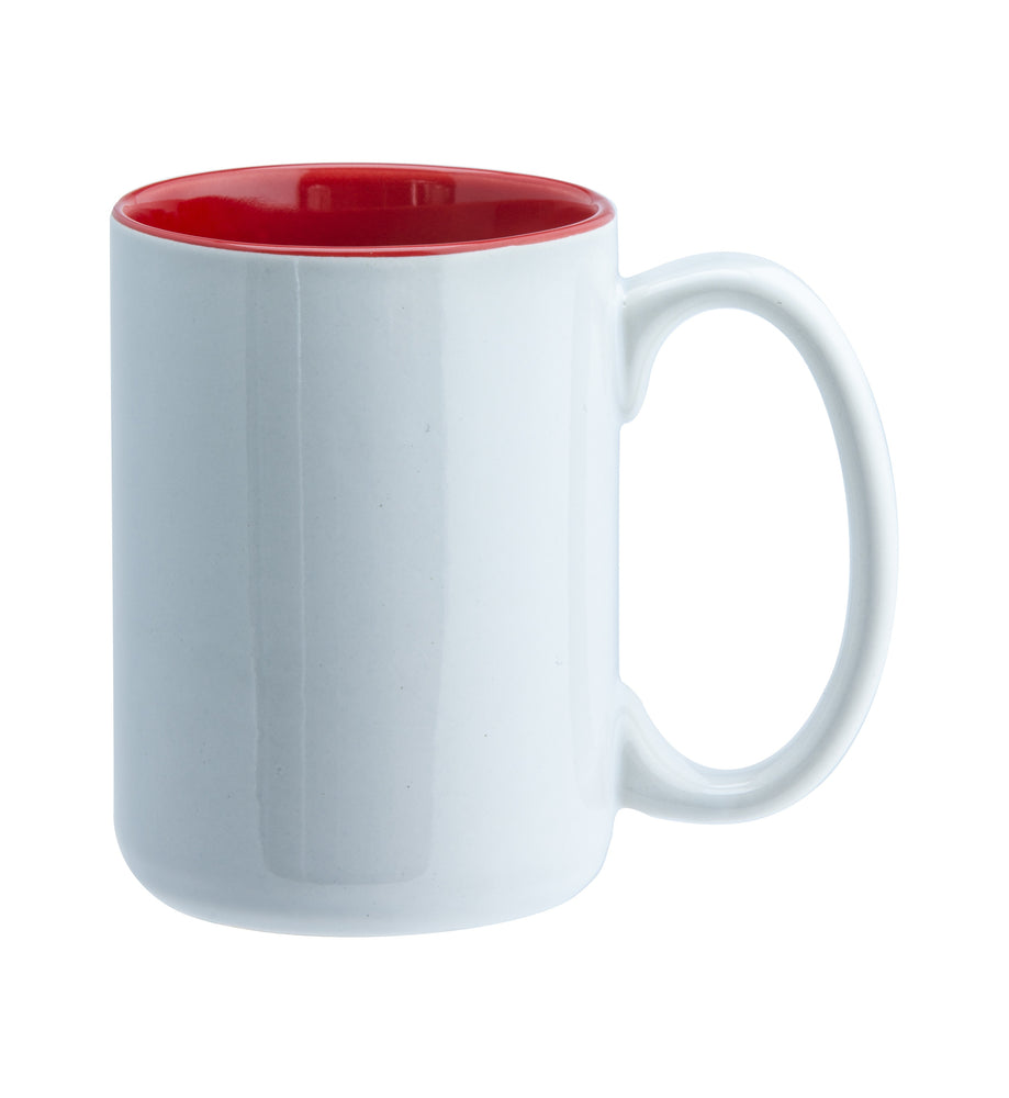Ceramic Large White & Red Mug Two Tones 15 Oz.