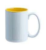 Ceramic Large White & Yellow Mug Two Tones 15 Oz.