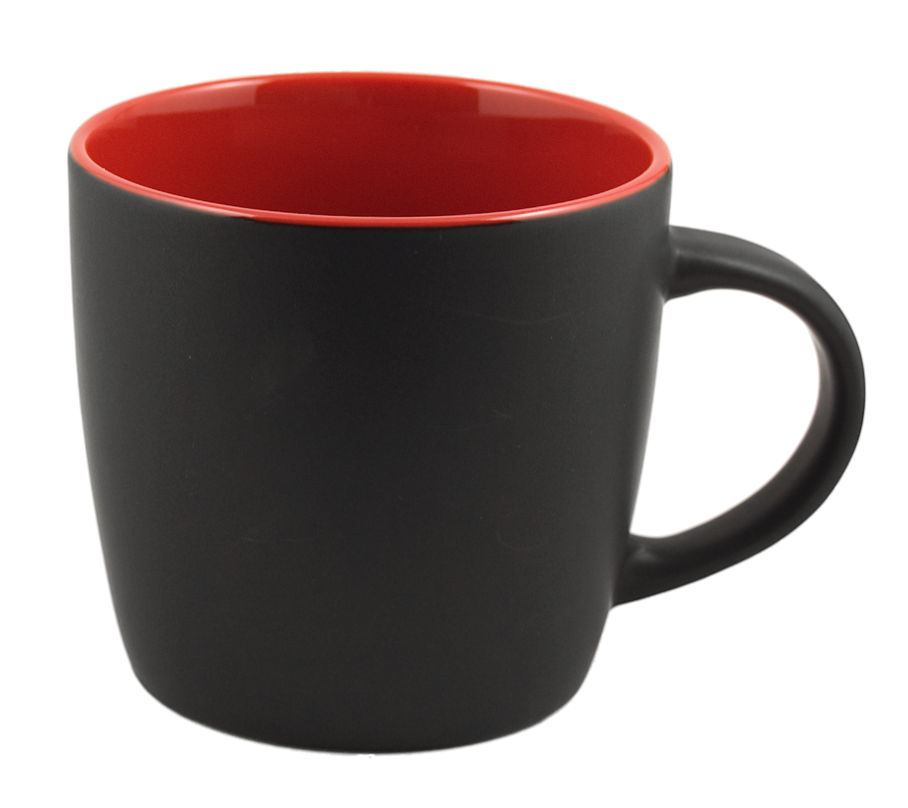 Cafe Two Tone Ceramic Black & Red Mug 12 Oz.