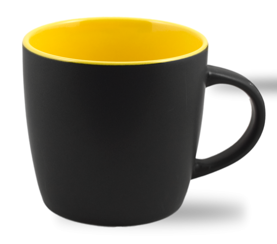 Cafe Two Tone Ceramic Black & Yellow  Mug 12 Oz.
